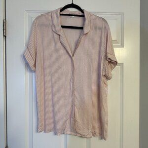 Nordstrom Baby Pink and White Striped Short Sleeve Moonlight Eco Crop Pajamas